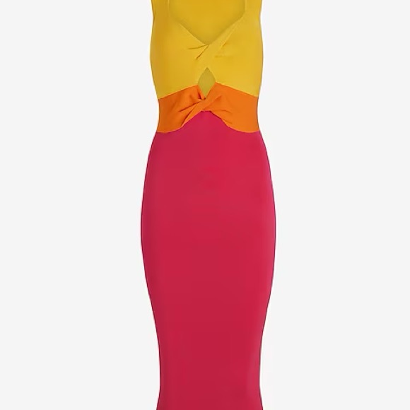 NWT Express flattering Body Contour
Color Block Cutout Midi
Sweater Dress dress. - Picture 9 of 15